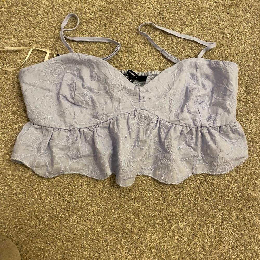 Cute blue flower crop top